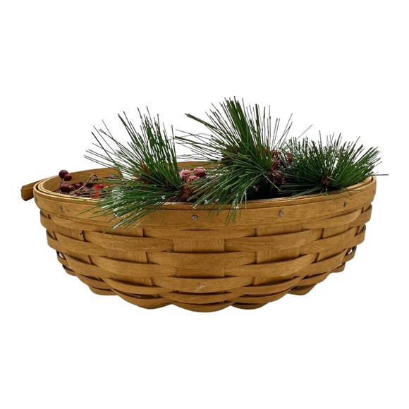 LONGABERGER Wreath Basket Christmas Chips Dip Tray Set Centerpiece - Picture 3 of 12